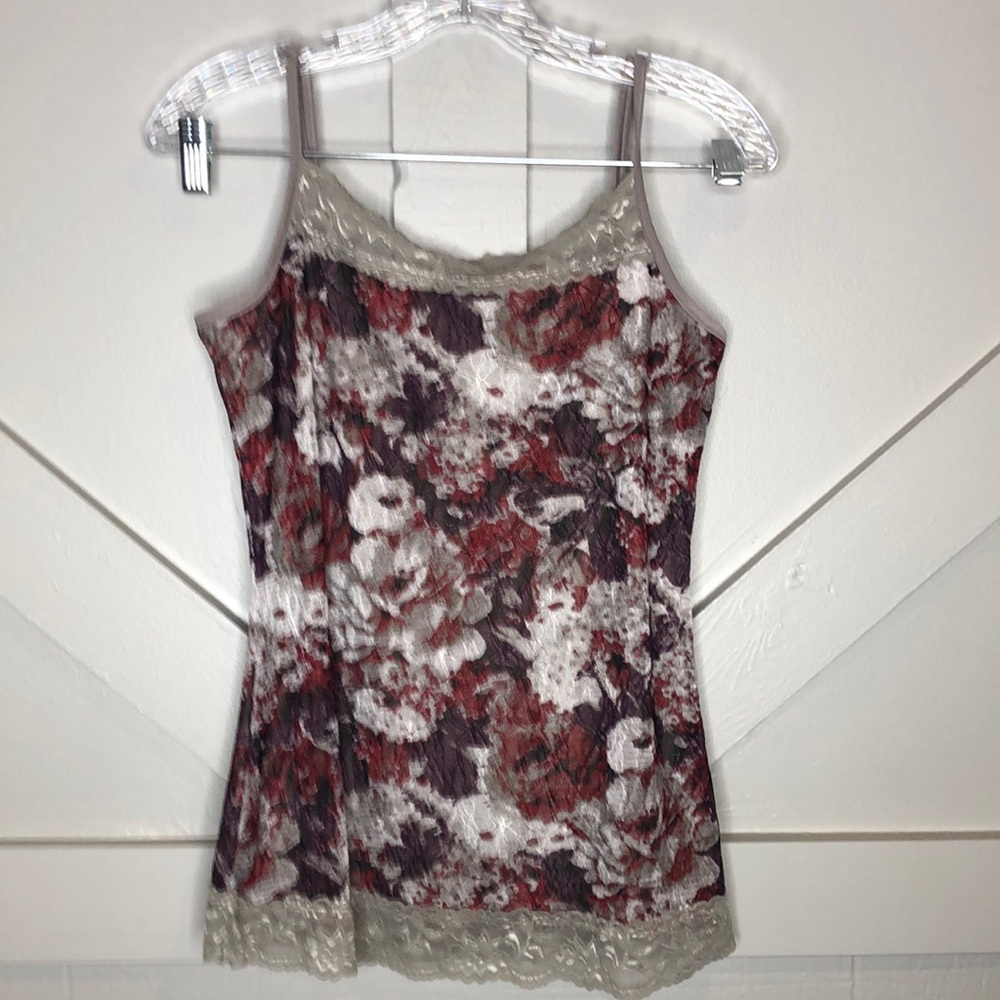 Y2K Fairy Grunge Moody Floral Lace Trim Camisole Top Size Medium Boho Goth